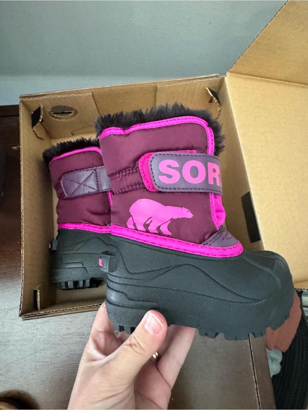Sorel Kids' Winter Boots in Black and Bright Pink